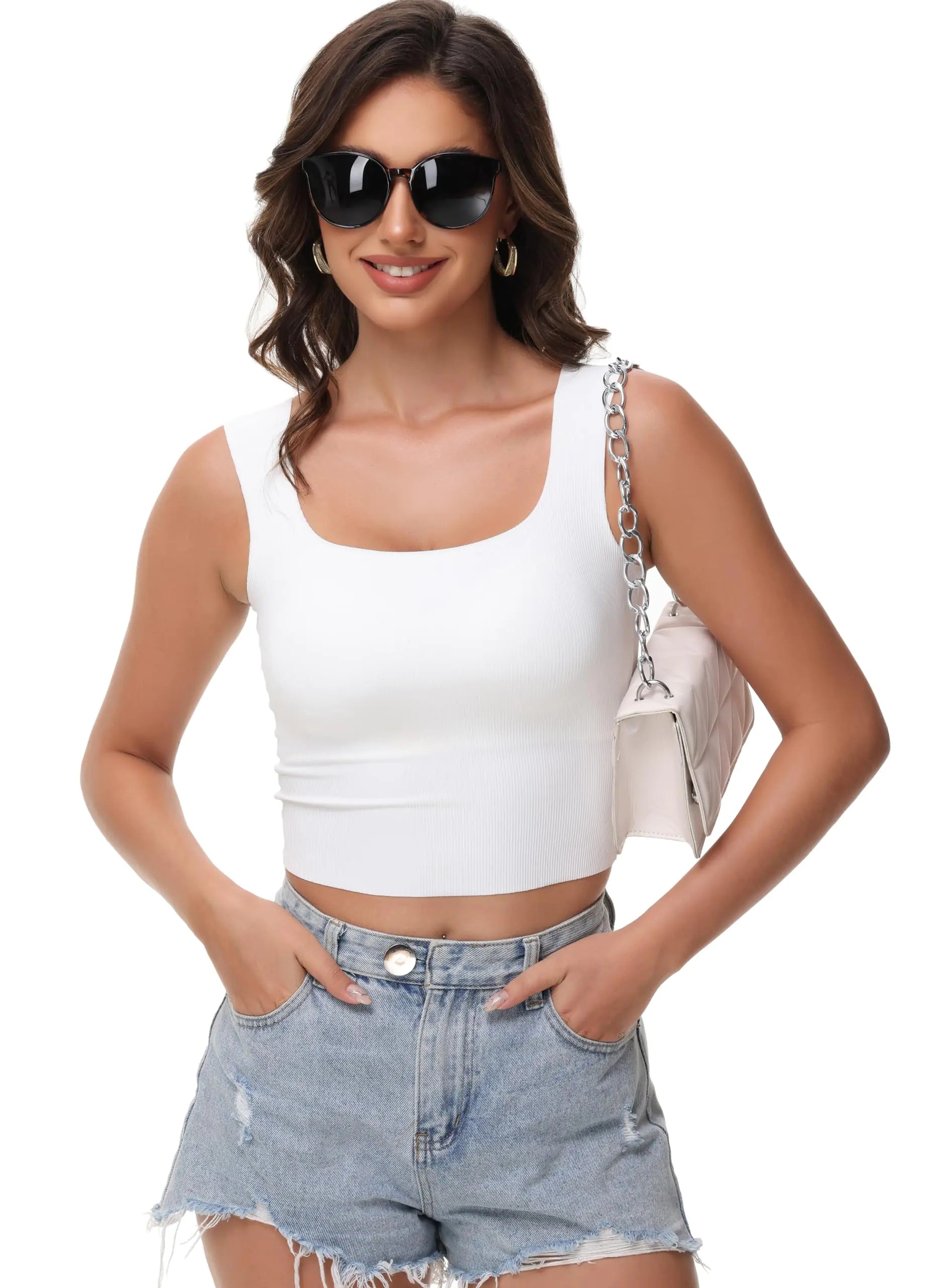 Womens Widened Square Neck Tank Top